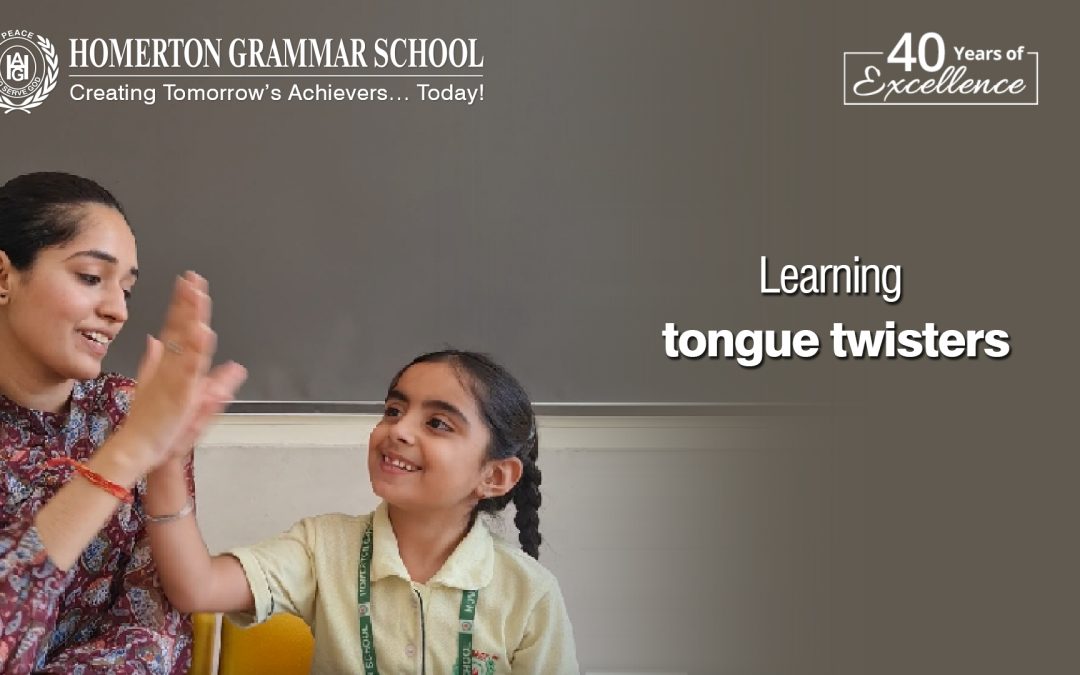 How does learning tongue twisters help Faridabad school students?