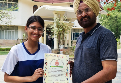 Maisha (U-19 Girls) secured 1st position in the District Karate Tournament